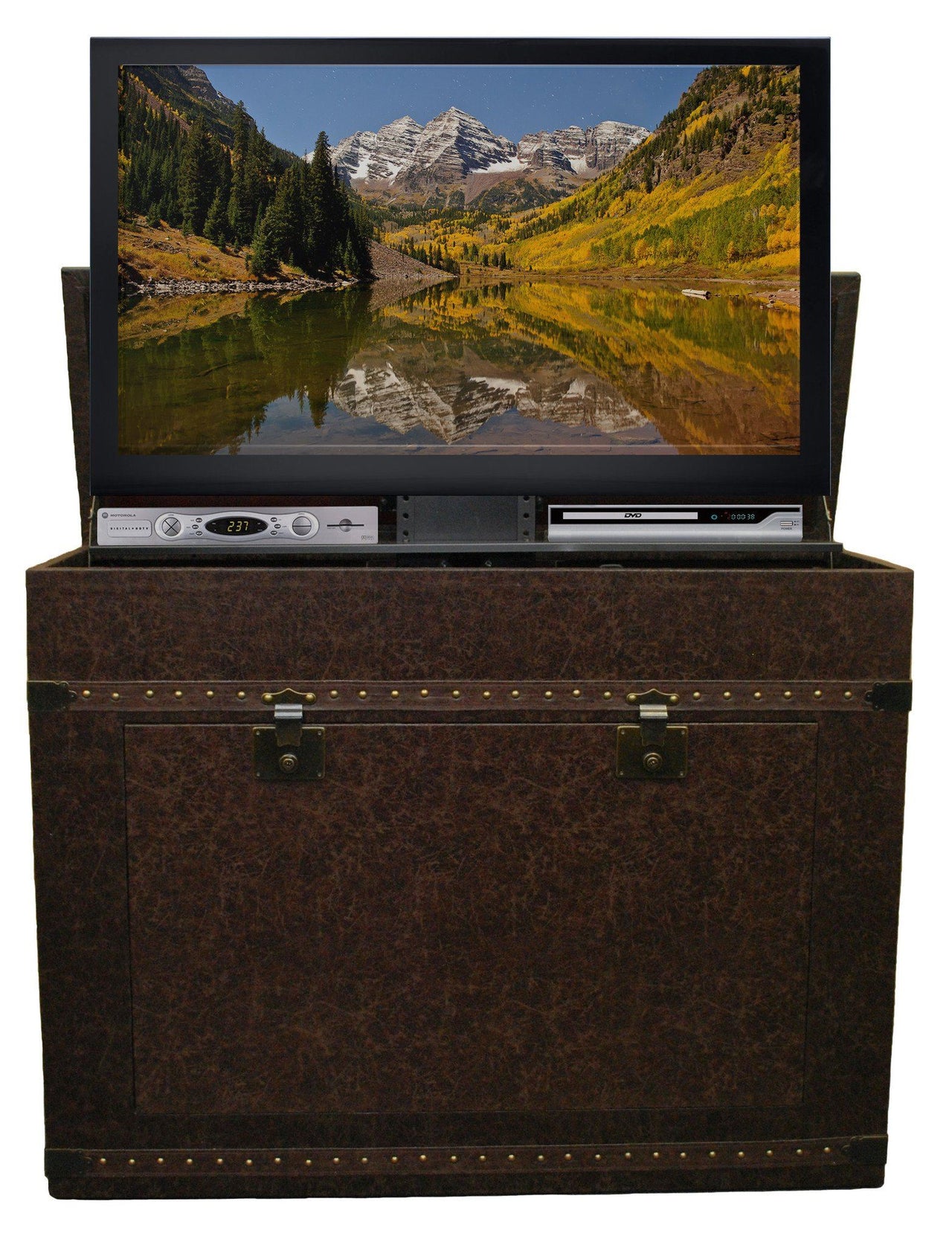 Touchstone Elevate - Vintage Trunk Lift Cabinets For Up To 42” Flat Screen Tv’S Tv Lift Cabinets Touchstone 