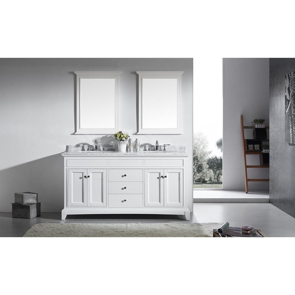 Eviva Elite Stamford® 72" White Solid Wood Vanity Set with Double OG White Carrera Marble Top Vanity Eviva 