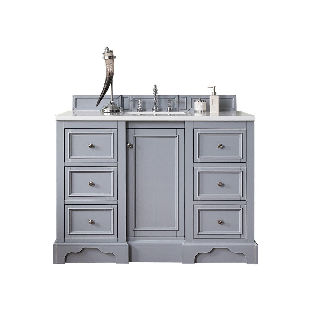 James Martin De Soto 48" Single Vanity Vanity James Martin Silver Gray w/ 3 CM Arctic Fall Solid Surface Top 