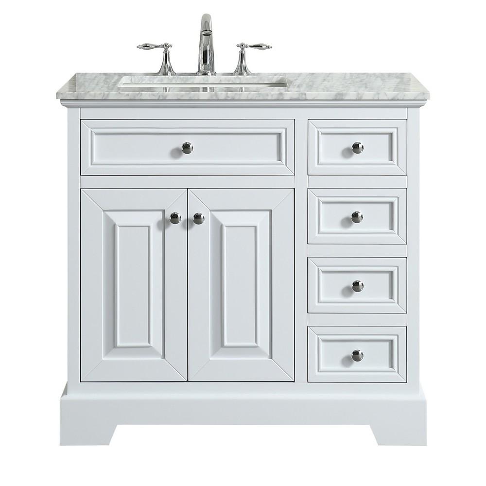 Eviva Monroe 36″ Transitional Bathroom Vanity w/ White Carrara Top Vanity Eviva White 