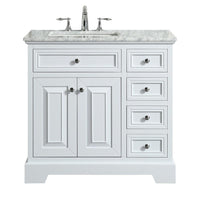 Thumbnail for Eviva Monroe 36″ Transitional Bathroom Vanity w/ White Carrara Top Vanity Eviva White 