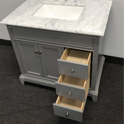 Eviva Elite Princeton 36″ Solid Wood Bathroom Vanity Set with Double OG Crema Marfil Marble Top Vanity Eviva 