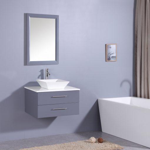 Totti Wave 30″ Modern Bathroom Vanity w/ Super White Man-Made Stone Top & Sink Vanity Eviva 