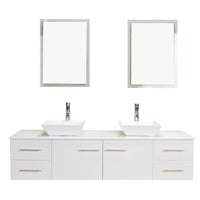 Thumbnail for Totti Wave 60″ Modern Double Sink Bathroom Vanity w/ Super White Man-Made Stone Top & Sinks Vanity Eviva 