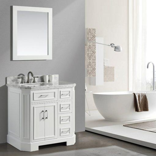 Eviva Glory 36″ Bathroom Vanity with Carrara Marble Counter-top and Porcelain Sink Vanity Eviva 