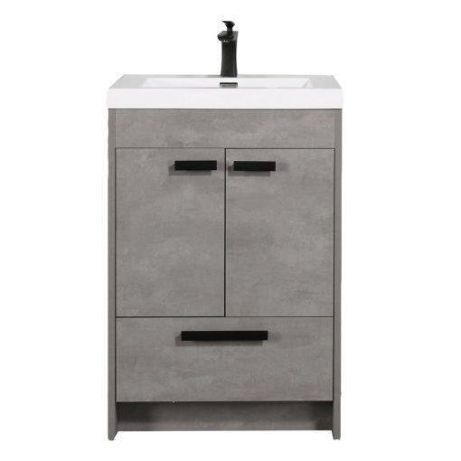 Eviva Lugano 24″ Modern Bathroom Vanity w/ White Integrated Top Vanity Eviva Cement Gray 