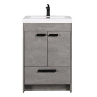 Thumbnail for Eviva Lugano 24″ Modern Bathroom Vanity w/ White Integrated Top Vanity Eviva Cement Gray 