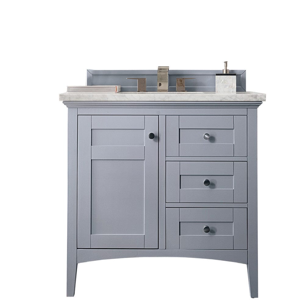 James Martin Palisades 36" Single Vanity Vanity James Martin Silver Gray w/ 3 CM Arctic Fall Solid Surface Top 