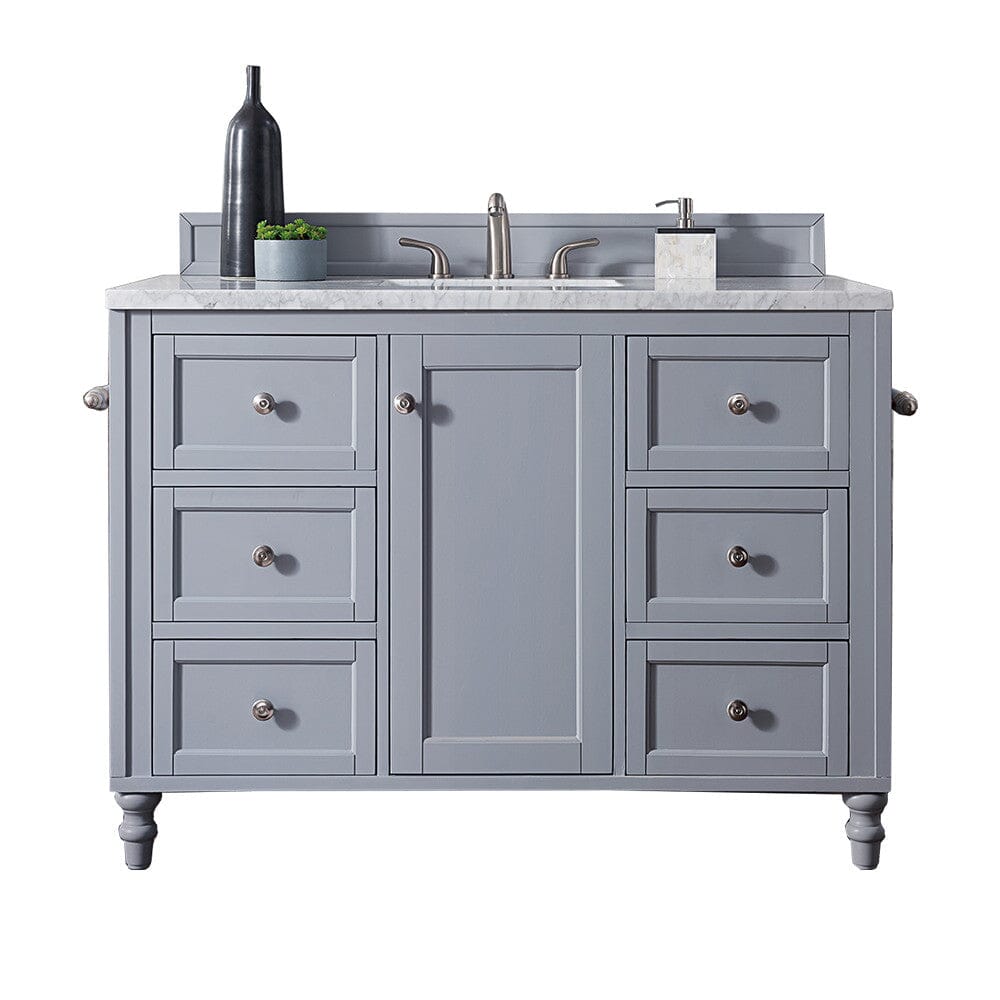 James Martin Copper Cove Encore 48" Single Vanity Vanity James Martin Silver Gray w/ 3 CM Arctic Fall Solid Surface Top 