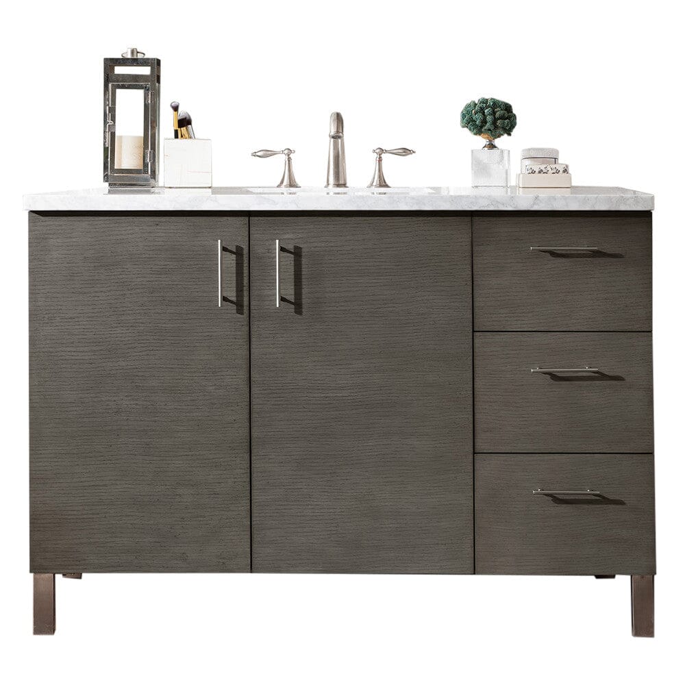 James Martin Metropolitan 48" Single Vanity Vanity James Martin Silver Oak w/ 3 CM Arctic Fall Solid Surface Top 