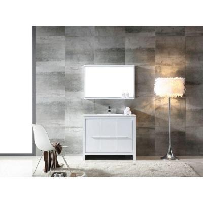 Fresca Allier 40" White Modern Bathroom Vanity w/ Mirror Vanity Fresca 