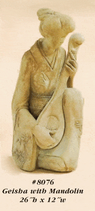 Thumbnail for Geisha with Mandolin Cast Stone Outdoor Asian Collection Asian Collection Tuscan 