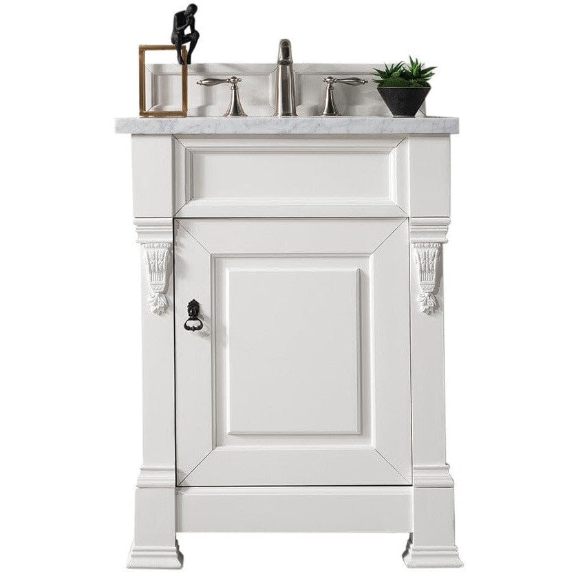 James Martin Brookfield 26" Single Vanity Vanities James Martin Bright White w/ 3 CM Arctic Fall Solid Surface Top 