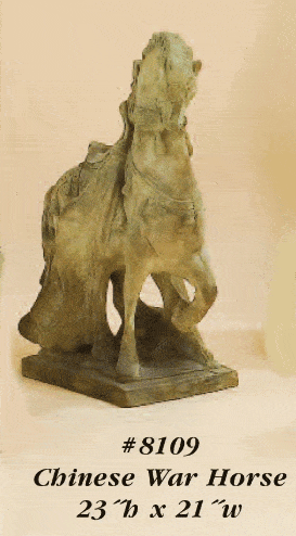 Chinese War Horse Cast Stone Outdoor Asian Collection Asian Collection Tuscan 