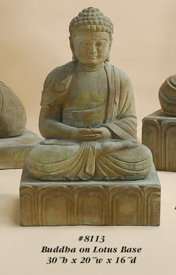 Buddha on Lotus Base Cast Stone Outdoor Asian Collection Asian Collection Tuscan 
