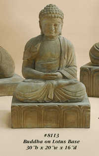 Thumbnail for Buddha on Lotus Base Cast Stone Outdoor Asian Collection Asian Collection Tuscan 