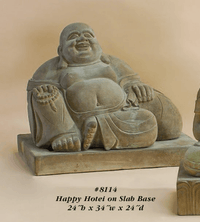 Thumbnail for Happy Hotei on Slab Base Cast Stone Outdoor Asian Collection Asian Collection Tuscan 