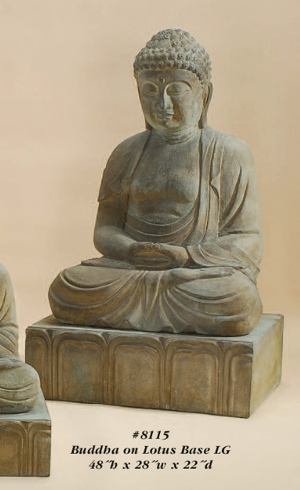 Buddha on Lotus Based Large Cast Stone Outdoor Asian Collection Asian Collection Tuscan 