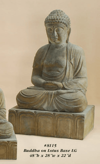 Thumbnail for Buddha on Lotus Based Large Cast Stone Outdoor Asian Collection Asian Collection Tuscan 