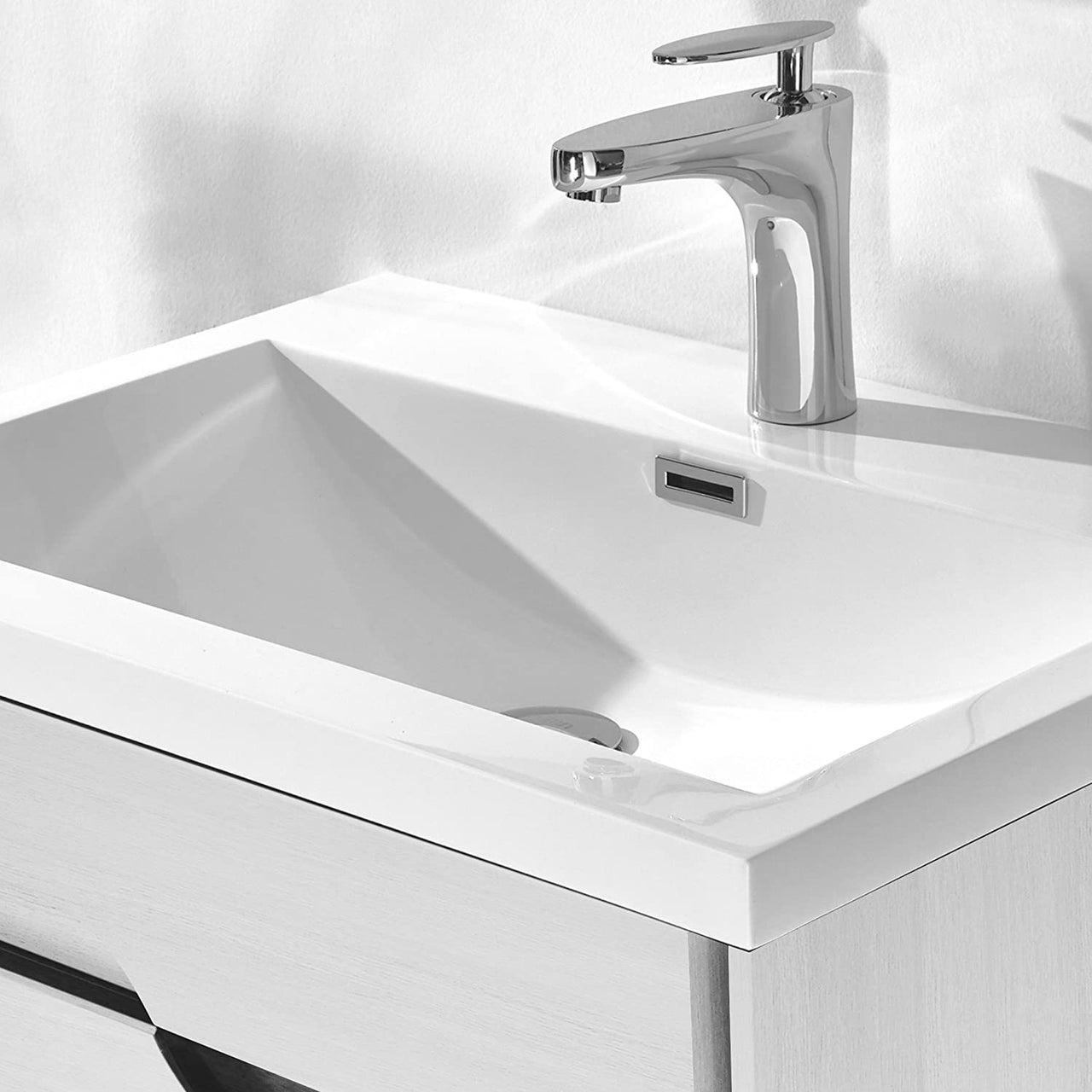 Eviva Lulu 25 Inch Bathroom Vanity with White Integrated Solid Surface Sink, White Oak Bathroom Vanity Eviva 