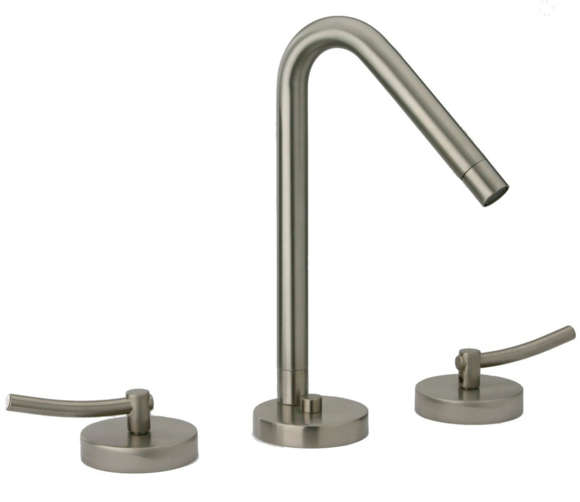 Latoscana Morellino Widespread Faucet With Lever Handles And A Rotating Spout In A Brushed Nickel finish touch on bathroom sink faucets Latoscana 