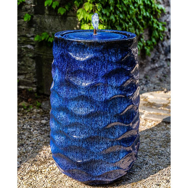 Campania International Glazed Pottery Rumba Fountain-Riviera Blue Fountain Campania International Tall 