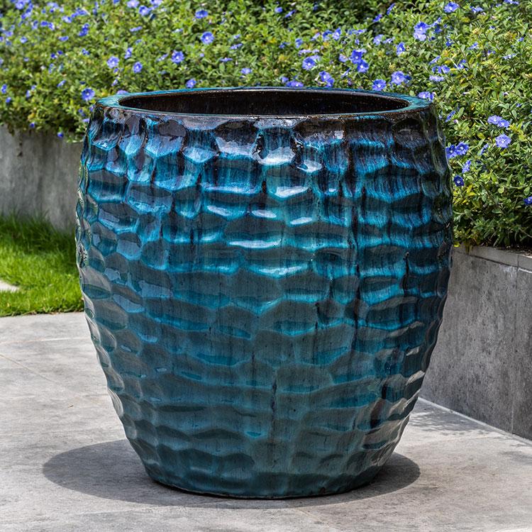 Campania International Glazed Pottery Kowloon Planter - (S/2) Urn/Planter Campania International Mediterranean Blue 