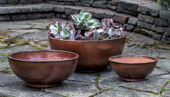 Campania International Glazed Terra cotta Yuma Bowl Urn/Planter Campania International 