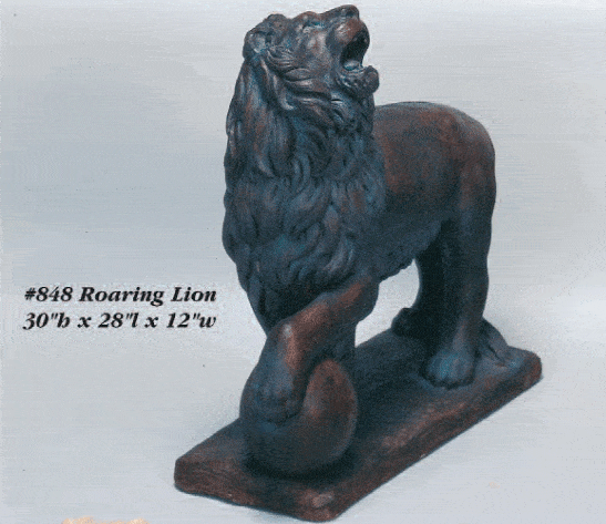 Roaring Lion Cast Stone Outdoor Asian Collection Statues Tuscan 