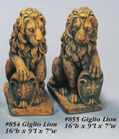 Giglio Lion Cast Stone Outdoor Asian Collection Statues Tuscan 
