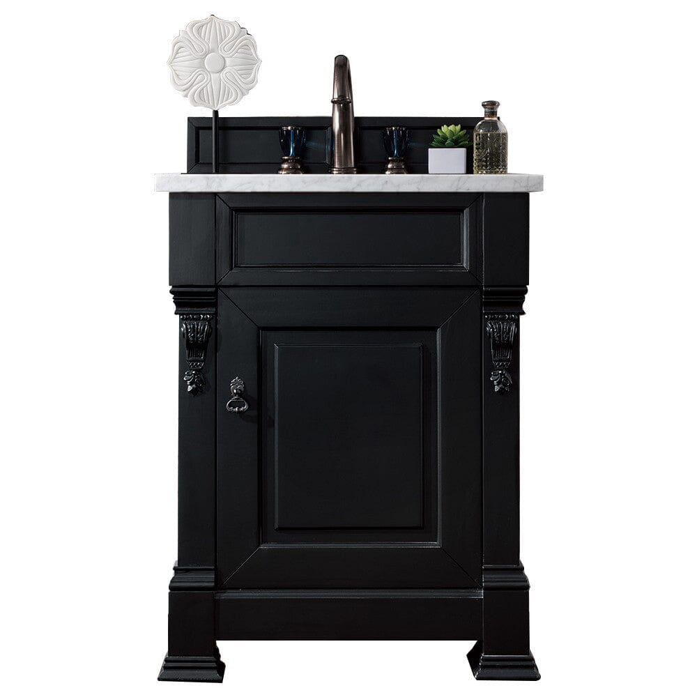 James Martin Brookfield 26" Single Vanity Vanities James Martin Antique Black w/ 3 CM Carrara Marble Top 