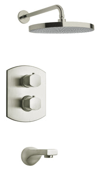 Thumbnail for Latoscana Novello Thermostatic Valve With 2 Way Diverter In Brushed Nickel bathtub and showerhead faucet systems Latoscana 