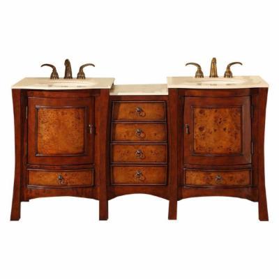 Silkroad 67" Traditional Double Sink Bathroom Vanity Vanity Silkroad Exclusive 