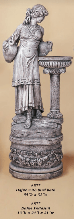 Dafne with Bird Bath Cast Stone Outdoor Asian Collection Statues Tuscan 