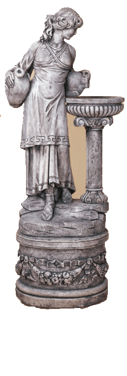 Dafne with Bird Bath Cast Stone Outdoor Asian Collection Statues Tuscan 