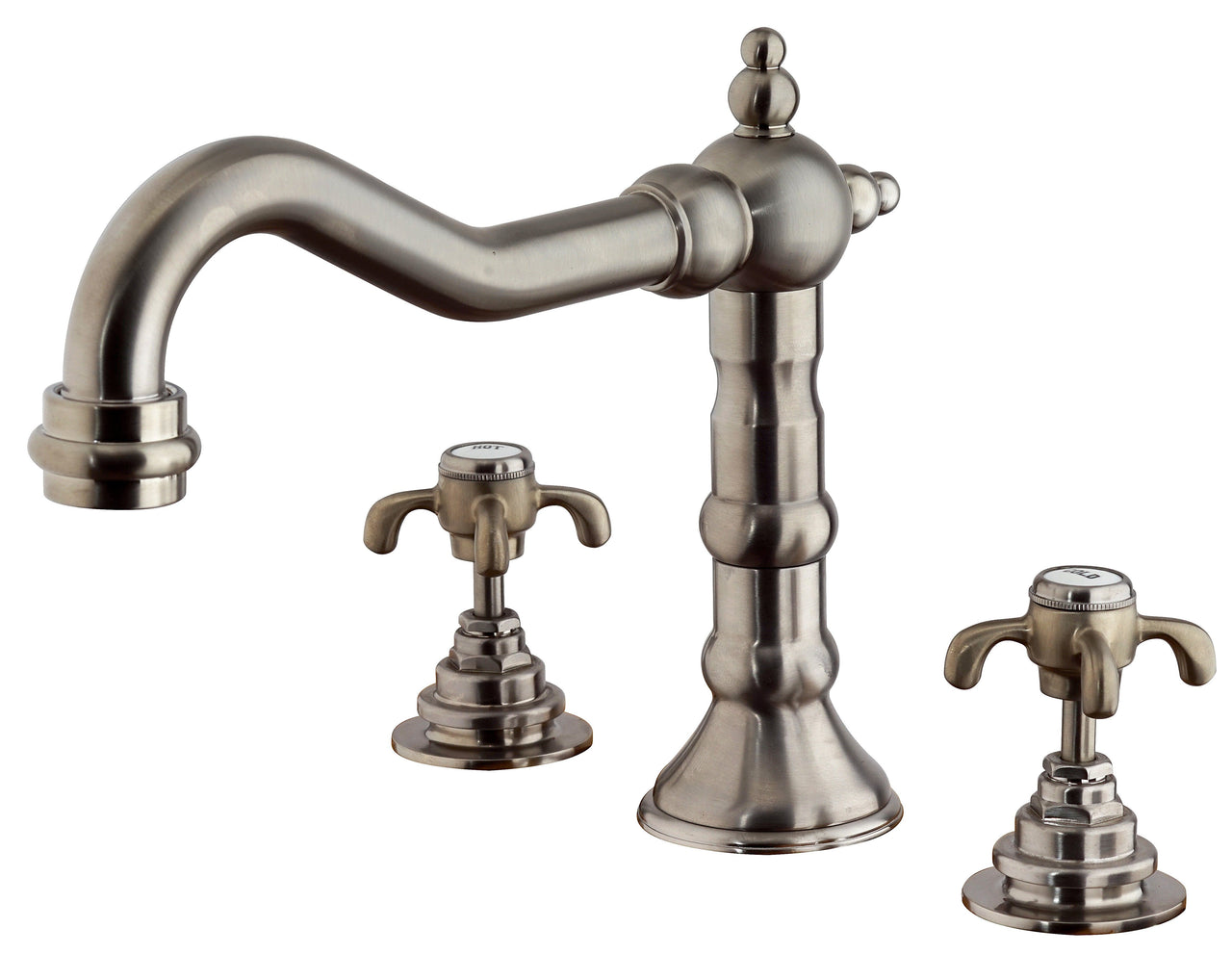 Latoscana Ornellaia Roman Tub With Cross Handles In A Brushed Nickel finish bathtub faucets Latoscana 
