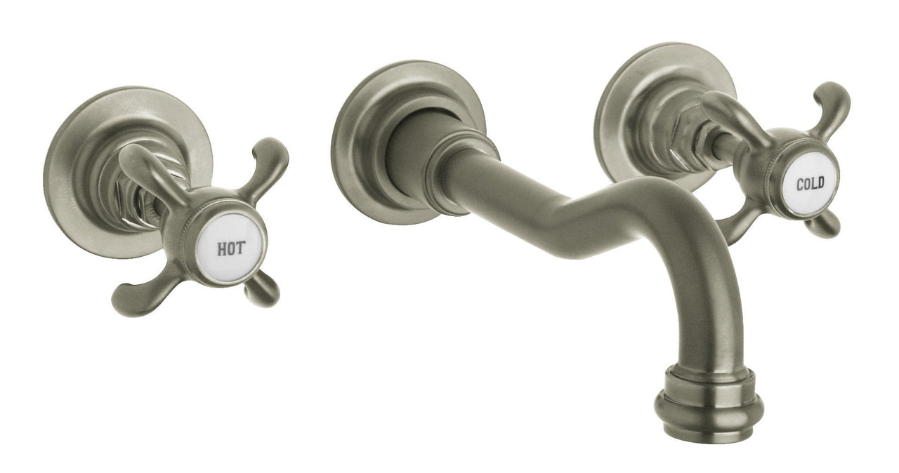 Latoscana Ornellaia Wall Mount With Cross Handles In A Brushed Nickel Finish touch on bathroom sink faucets Latoscana 