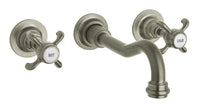 Thumbnail for Latoscana Ornellaia Wall Mount With Cross Handles In A Brushed Nickel Finish touch on bathroom sink faucets Latoscana 