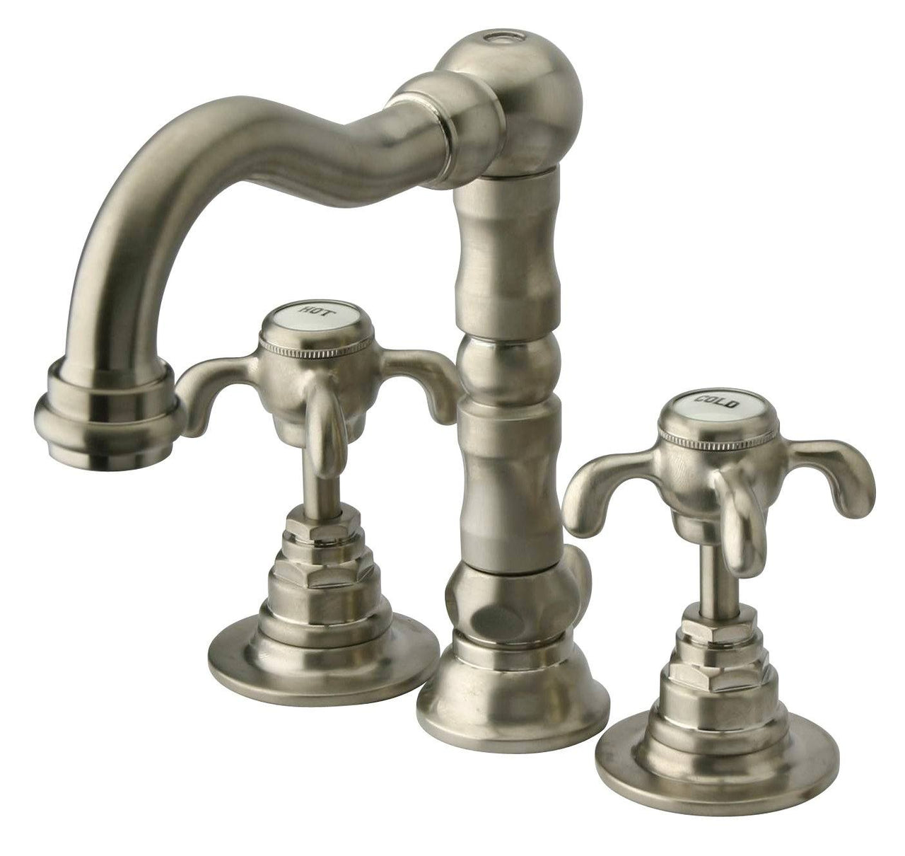 Latoscana Ornellaia Mini-Widespread With Cross Handles In A Brushed Nickel Finish touch on bathroom sink faucets Latoscana 