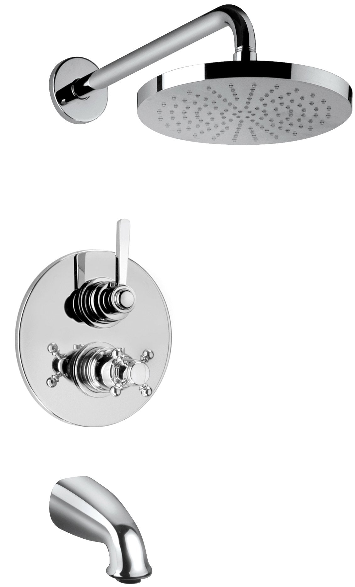 Latoscana Firenze Thermostatic Valve With 2 Way Diverter Volume Control In Brushed Nickel Finish bathtub and showerhead faucet systems Latoscana 