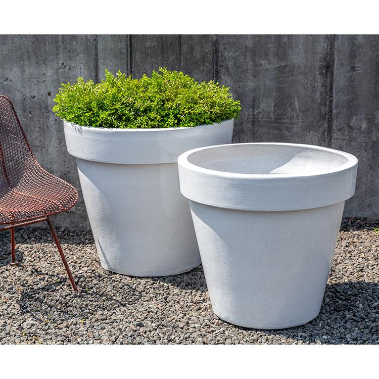 Campania International Glazed Pottery Midtown Planter - (S/2) Urn/Planter Campania International White 