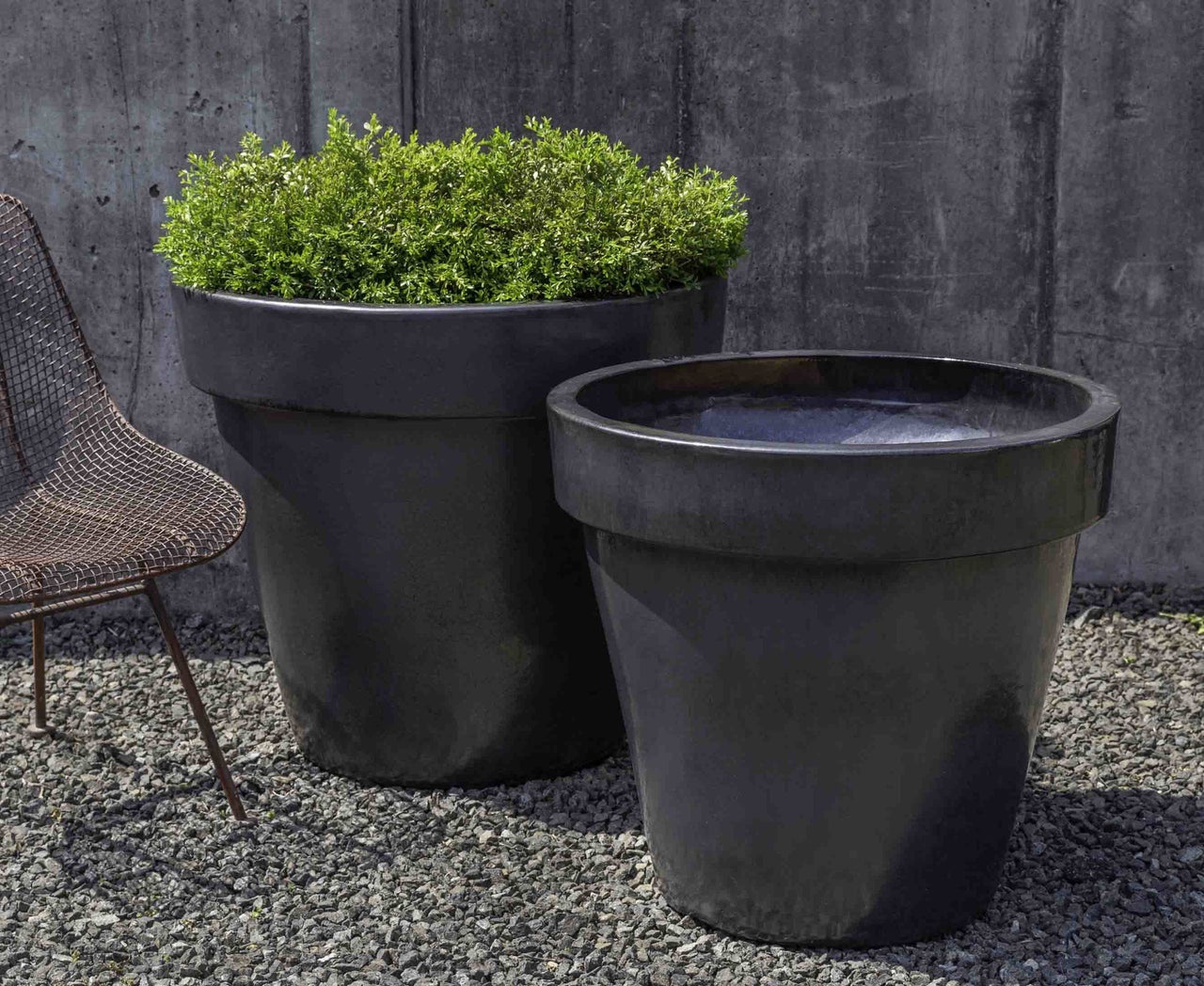 Campania International Glazed Pottery Midtown Planter - (S/2) Urn/Planter Campania International Metal Grey 