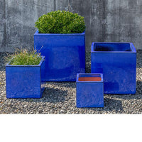 Thumbnail for Campania International Glazed Pottery Hancock Planter - (S/4) Urn/Planter Campania International Riviera Blue 