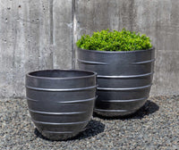 Thumbnail for Campania International Glazed Pottery Logis Planter - (S/2) Urn/Planter Campania International Metal Grey Short 