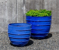 Thumbnail for Campania International Glazed Pottery Logis Planter - (S/2) Urn/Planter Campania International Riviera Blue Short 