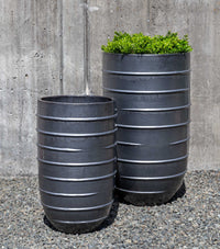 Thumbnail for Campania International Glazed Pottery Logis Planter - (S/2) Urn/Planter Campania International Metal Grey Tall 