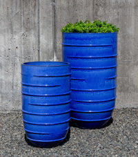 Thumbnail for Campania International Glazed Pottery Logis Planter - (S/2) Urn/Planter Campania International Riviera Blue Tall 