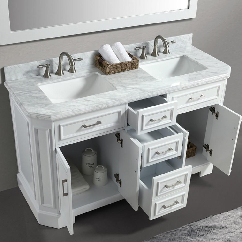 Eviva Glory 60″ Bathroom Vanity with Carrara Marble Counter-top and Porcelain Sink Vanity Eviva 