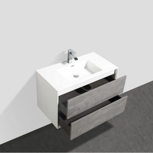 Eviva Vienna 36″ White Frame Wall Mount Bathroom Vanity w/ White Integrated Top Vanity Eviva 