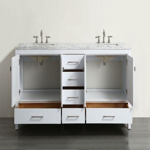 Eviva Aberdeen 84″ Transitional Double Sink Bathroom Vanity w/ White Carrara Top Vanity Eviva 